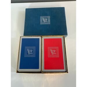 Vintage Nickel Plate Road Railroad Opened Double Deck Of Playing Cards Felt Box